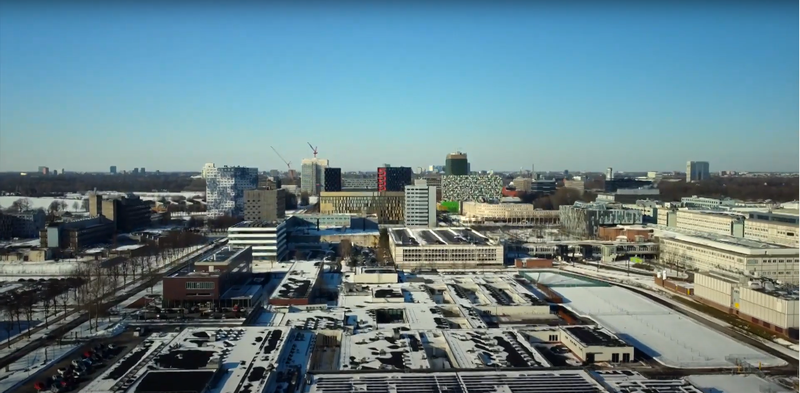 Drone video Utrecht Science Park in the snow